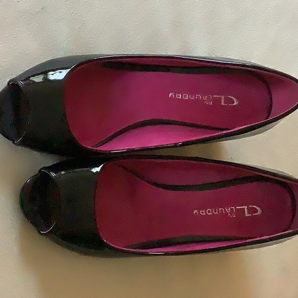 Ck by laundry peep toe black patent leather shoes